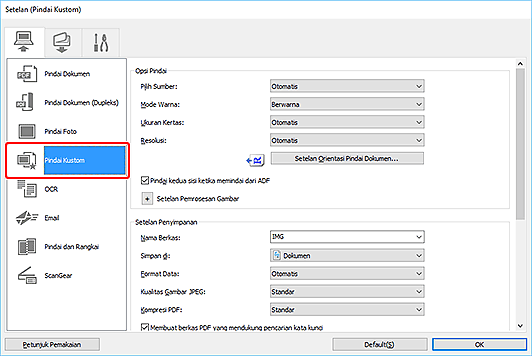 gambar: Kotak dialog Setelan